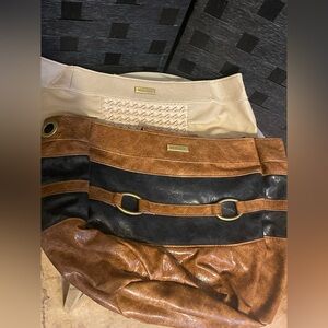 Set of 2 Miche Demi Shell Only "Madison" Retired Brown faux leather & Ivory